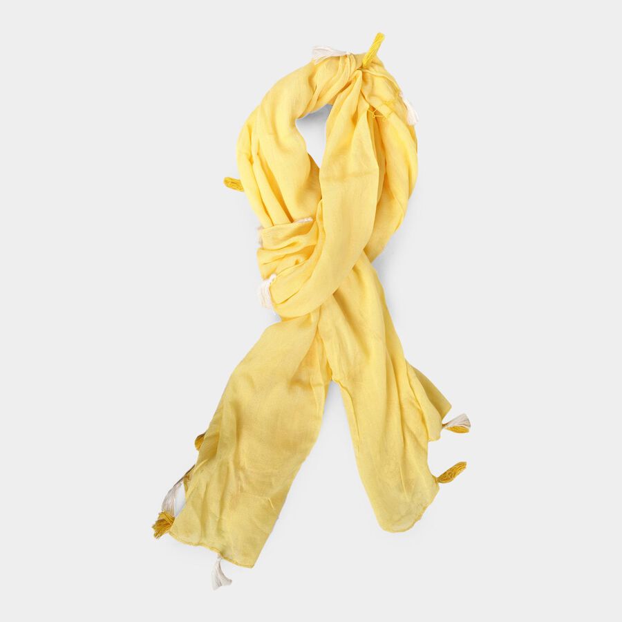 Women's Yellow Viscose Scarf, , large