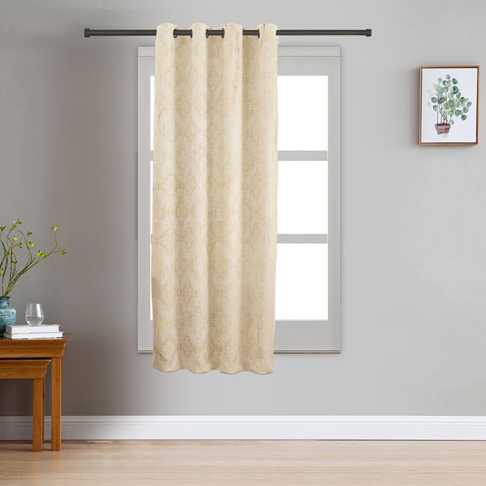 Home Beautiful                         5ft. Beige Printed Eyelet Curtains