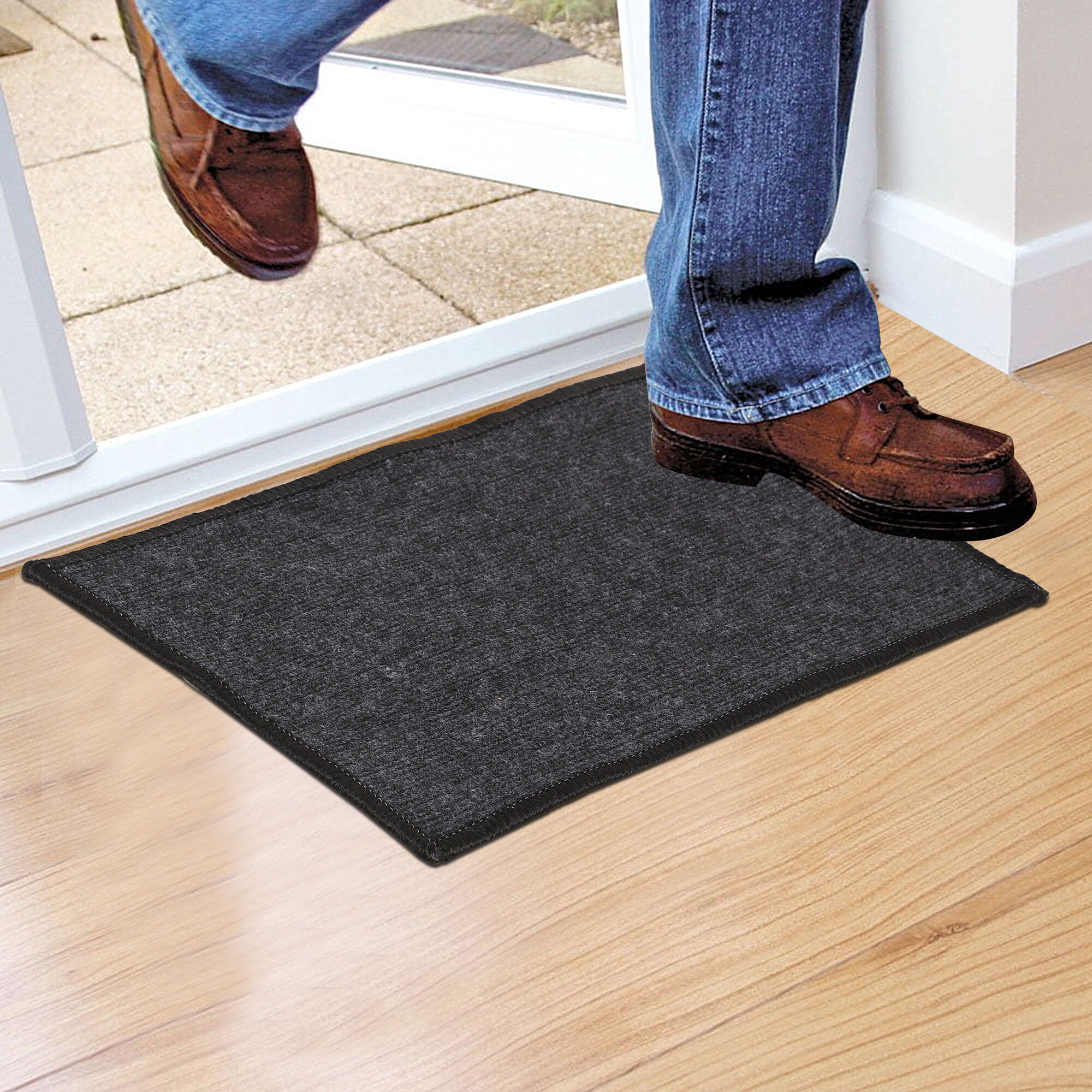 Home Beautiful                         Grey Polyester Cotton Door Mat