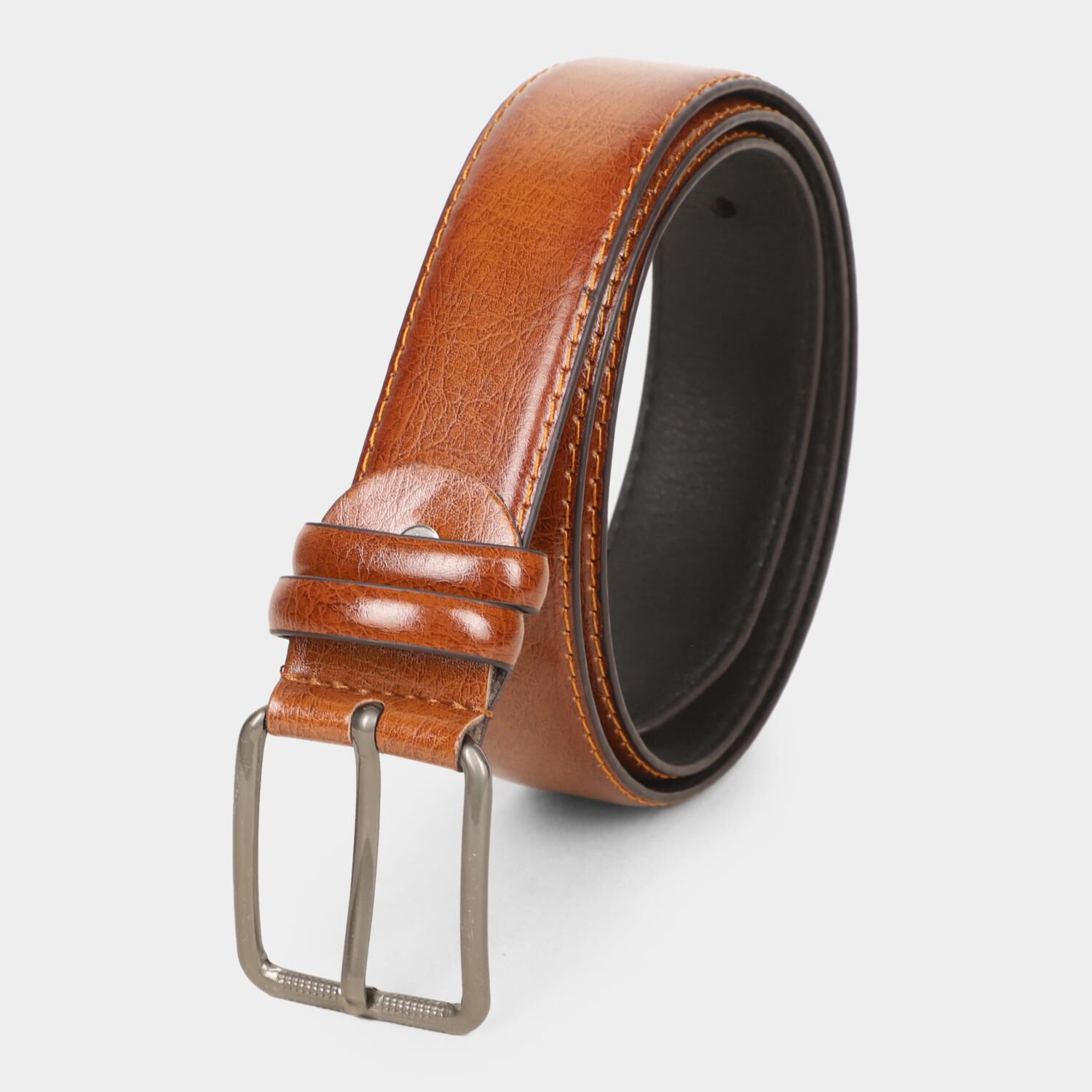 Black Tie                         Men's Brown Polyurethane Formal Belt