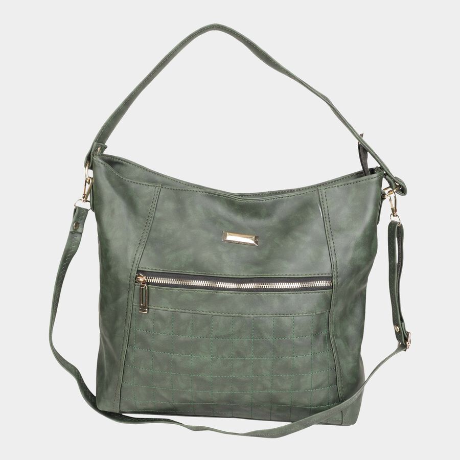 Women's Polyurethane Hobo Bag, Quilted, Medium Size, , large image number null
