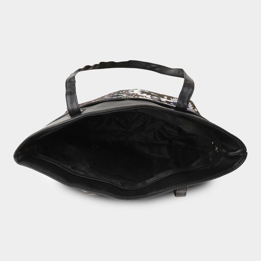 Women's Black Fabric Tote Bag, , large image number null