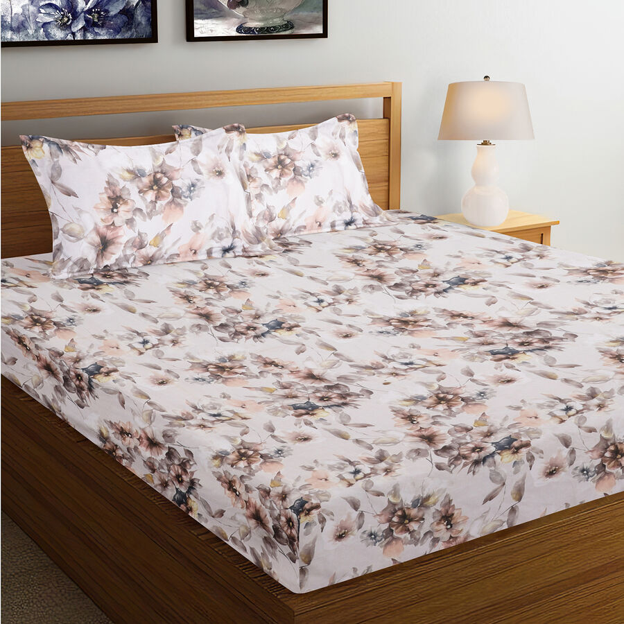 120 GSM White Polyester Double Bedsheet, , large image number null