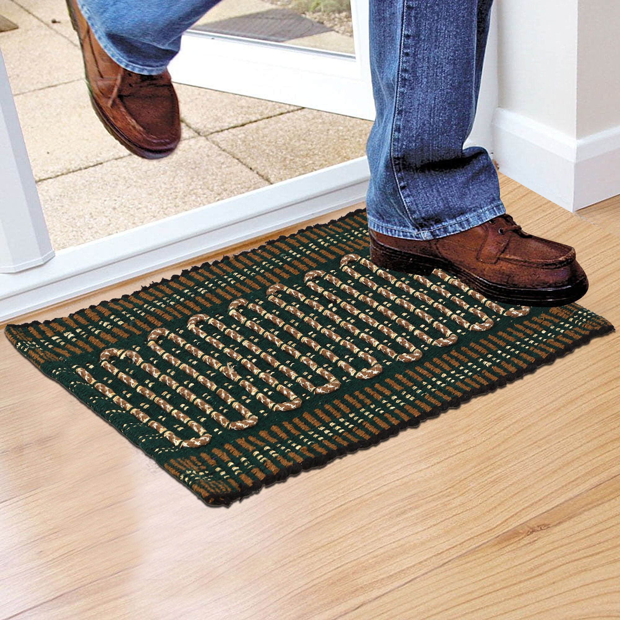 Home Beautiful                         Green Polyester Cotton Door Mat