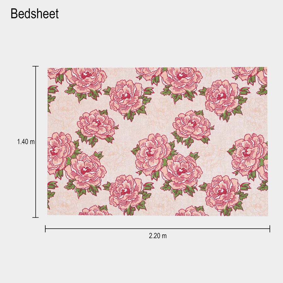 Pink Floral Printed Single Bedsheet, , large