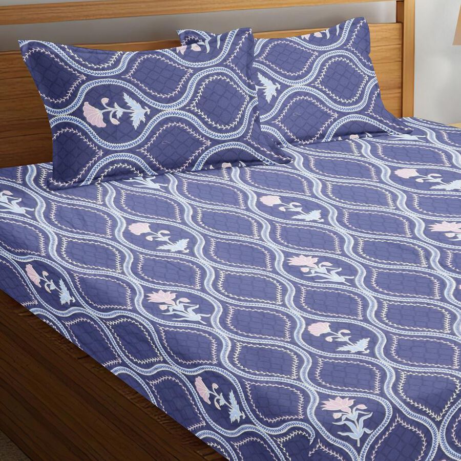 120 GSM Blue Polycotton Double Bedsheet, , large image number null