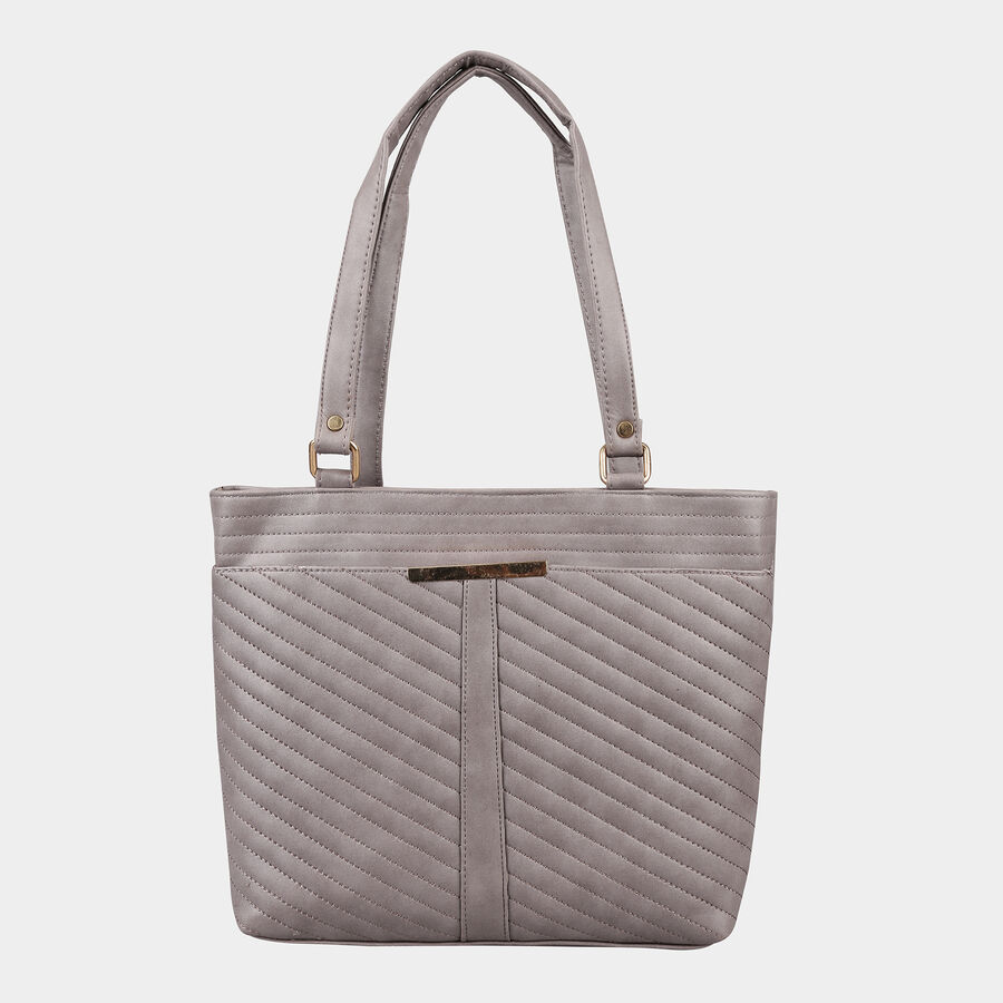 Women's Grey Polyurethane Tote Bag, , large image number null