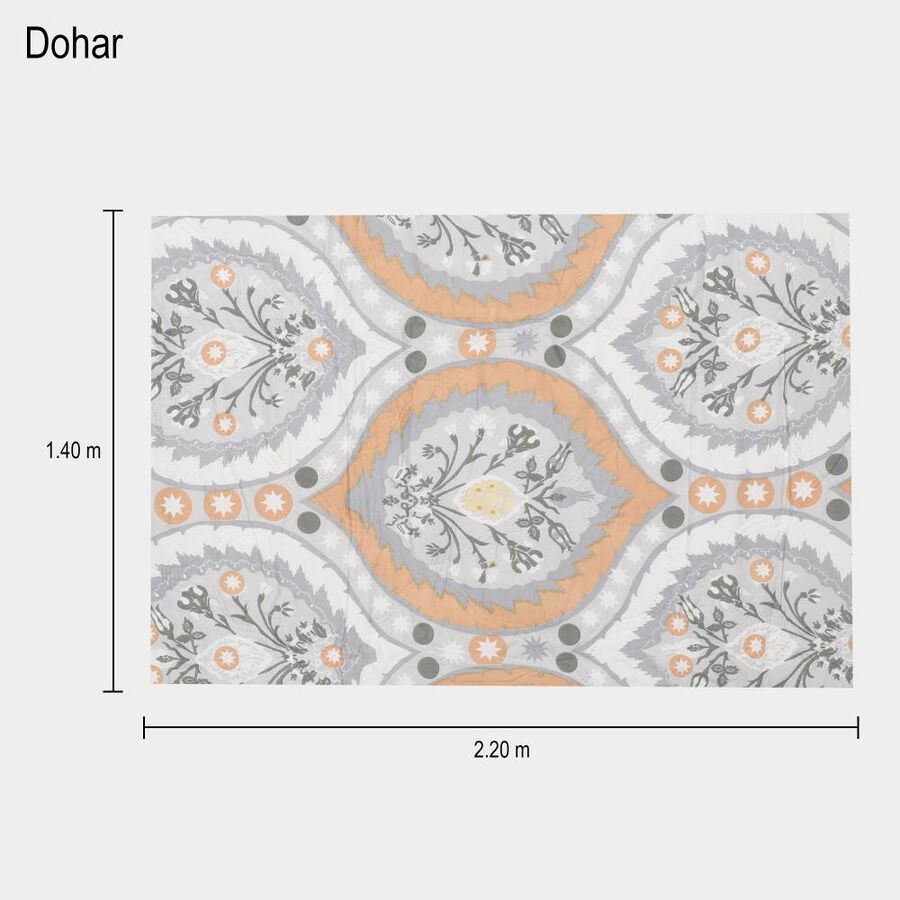 Orange and Grey Floral Printed Single Blanket, , large image number null