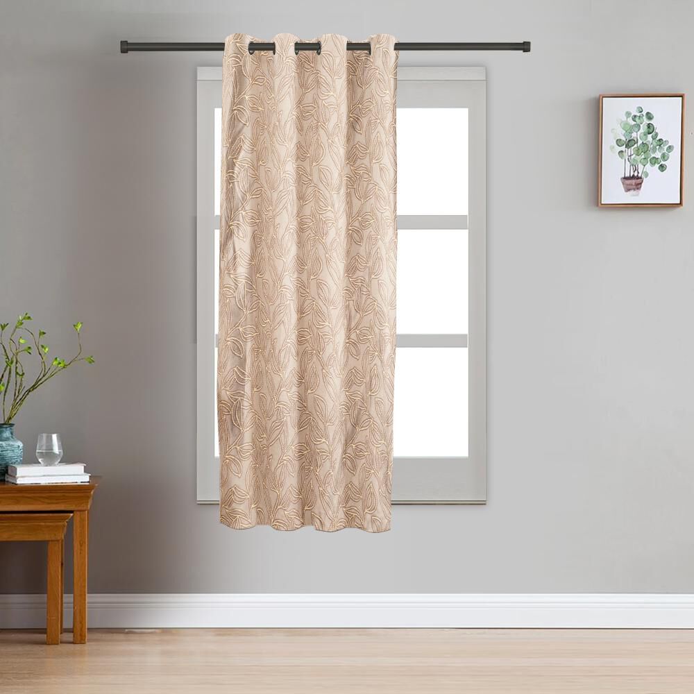 Home Beautiful                         5ft. Soft Beige Printed Eyelet Curtains