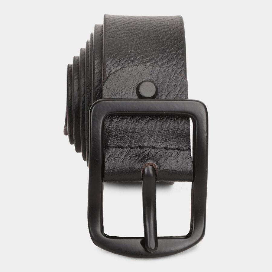 Men's Black Leather Casual Belt, , large image number null