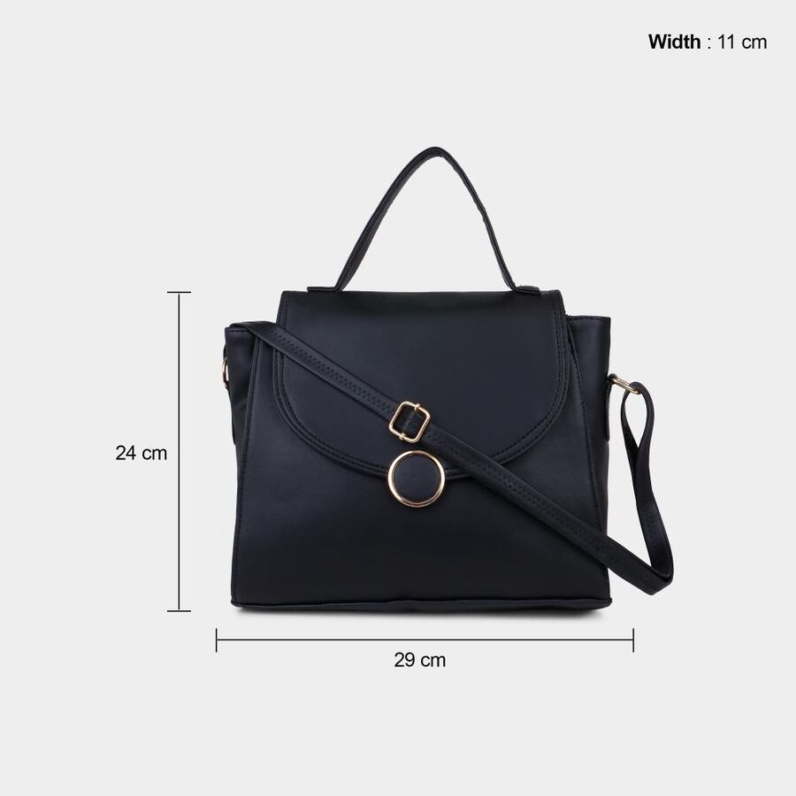 Women's Black Polyurethane Hand Bag, , large image number null
