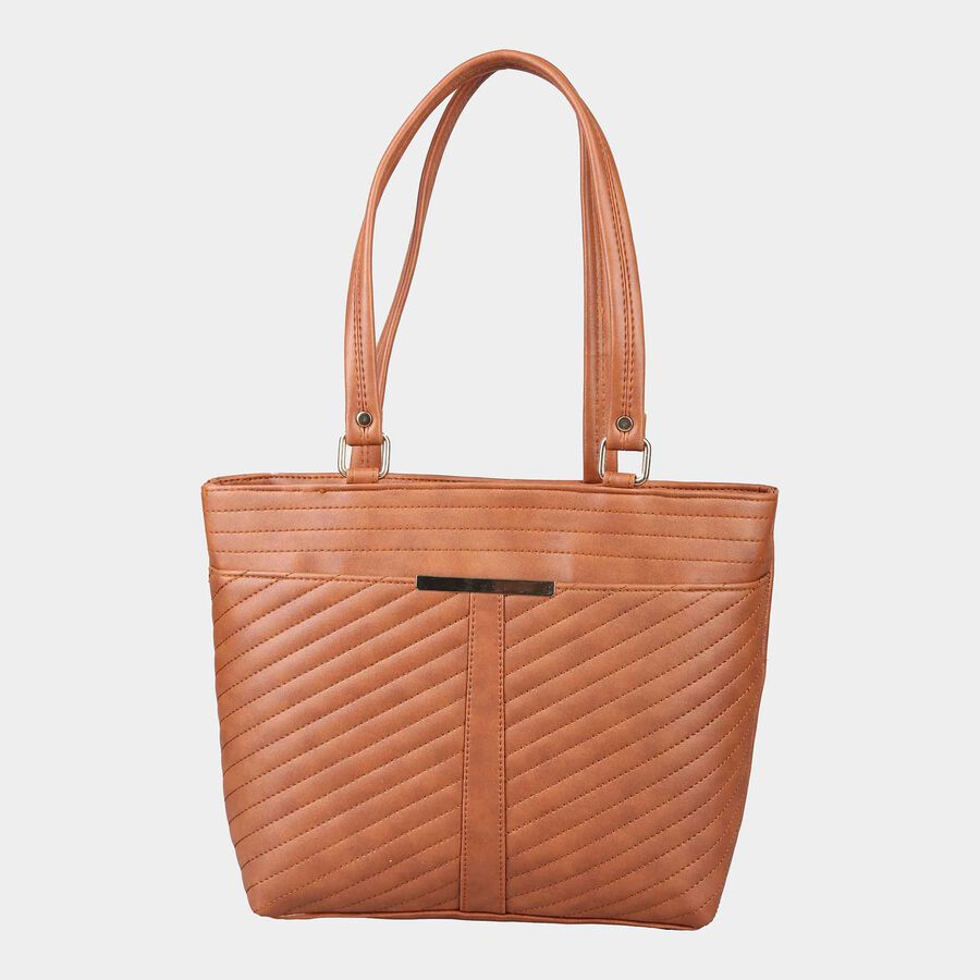 Women's Tan Polyurethane Tote Bag, , large image number null