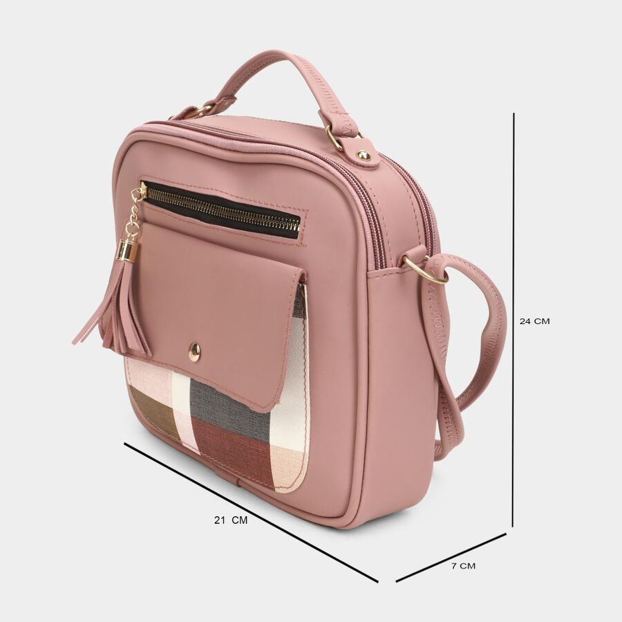 Women's Pink Polyurethane Sling Bag, , large image number null