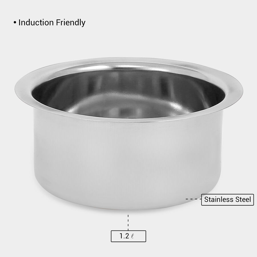 Stainless Steel Tope (Patila) 17 cm (1.2 L), Induction Compatible, , large image number null