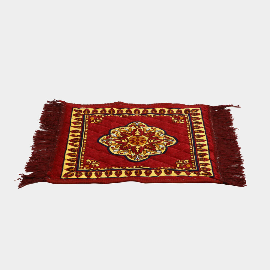 Maroon Polyester Pooja Mat, , large image number null