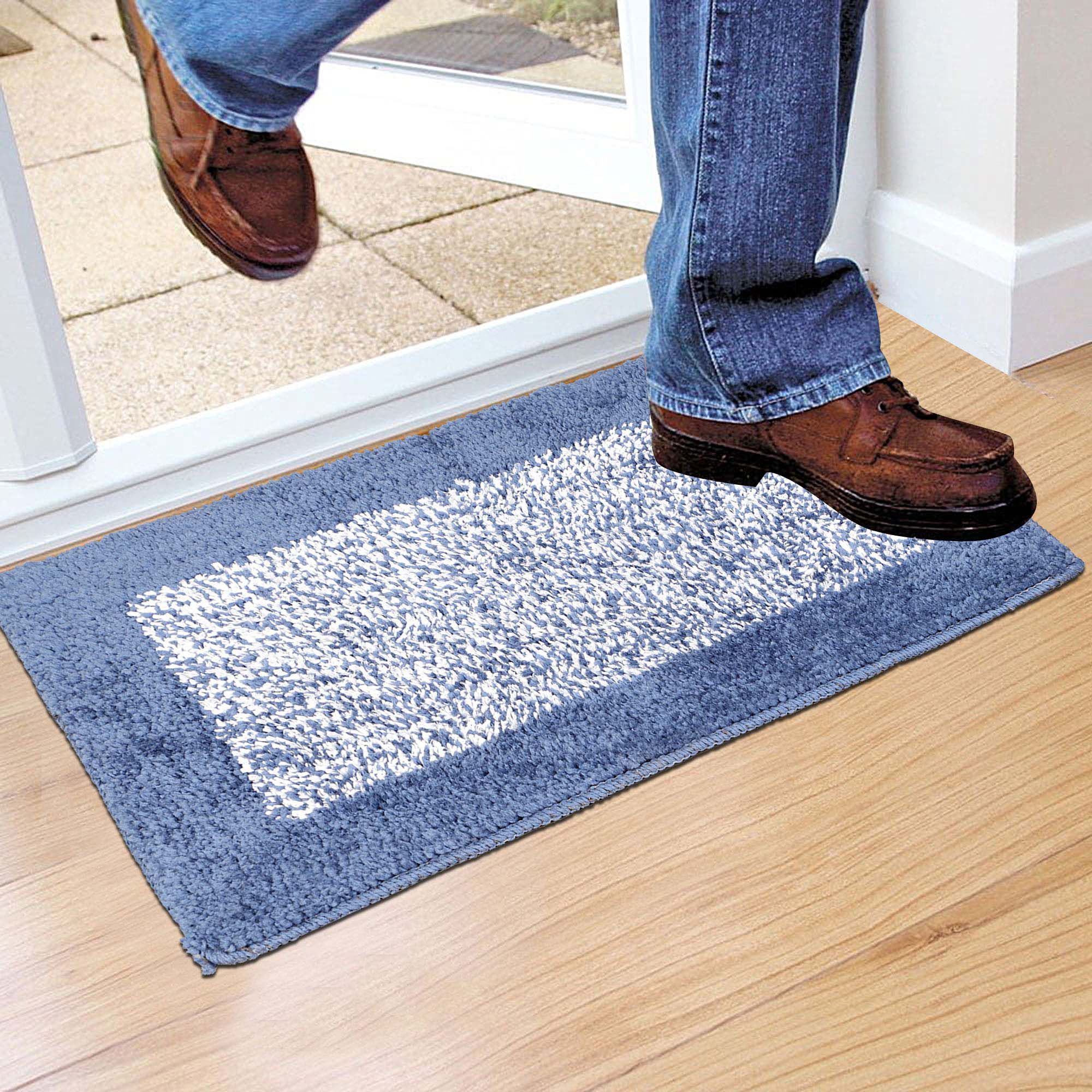 Home Beautiful                         Anti-Skid Blue Polyester Door Mat
