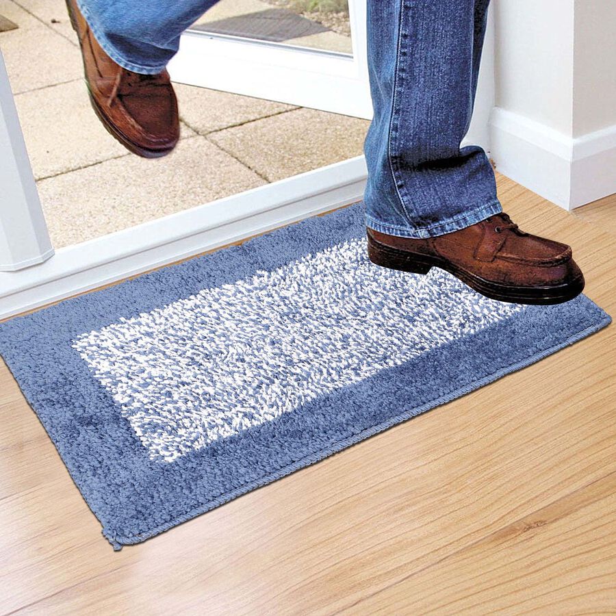 Anti-Skid Blue Polyester Door Mat, , large image number null