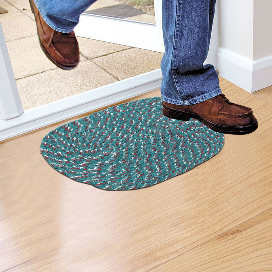 Blue Polyester Cotton Door Mat, , large image number null