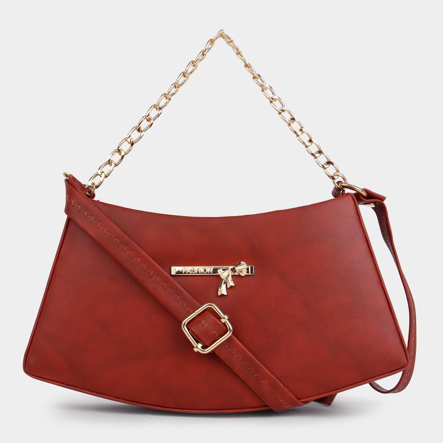 Women's Maroon Polyurethane Sling Bag, , large image number null