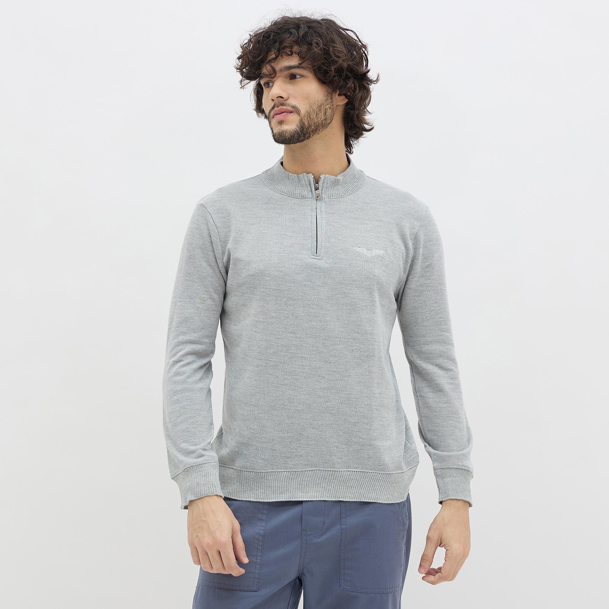 Driftwood Men's Muted Light Grey Half-Zip Casual Pullover | Vishal