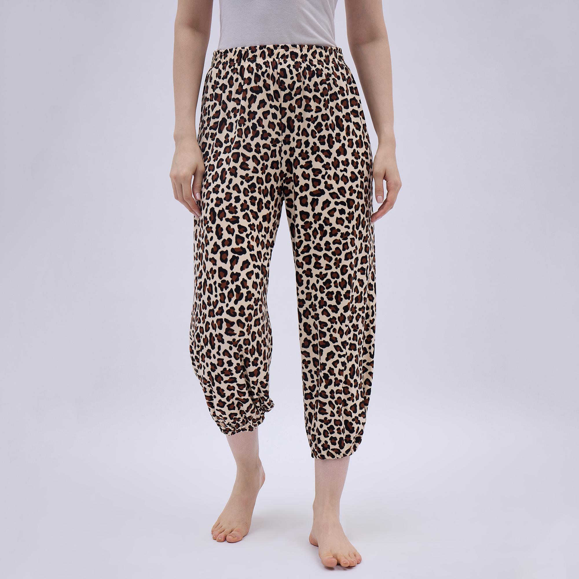 Brink Women's Beige Leopard Print Relaxed Fit Harem Pants | Vishal