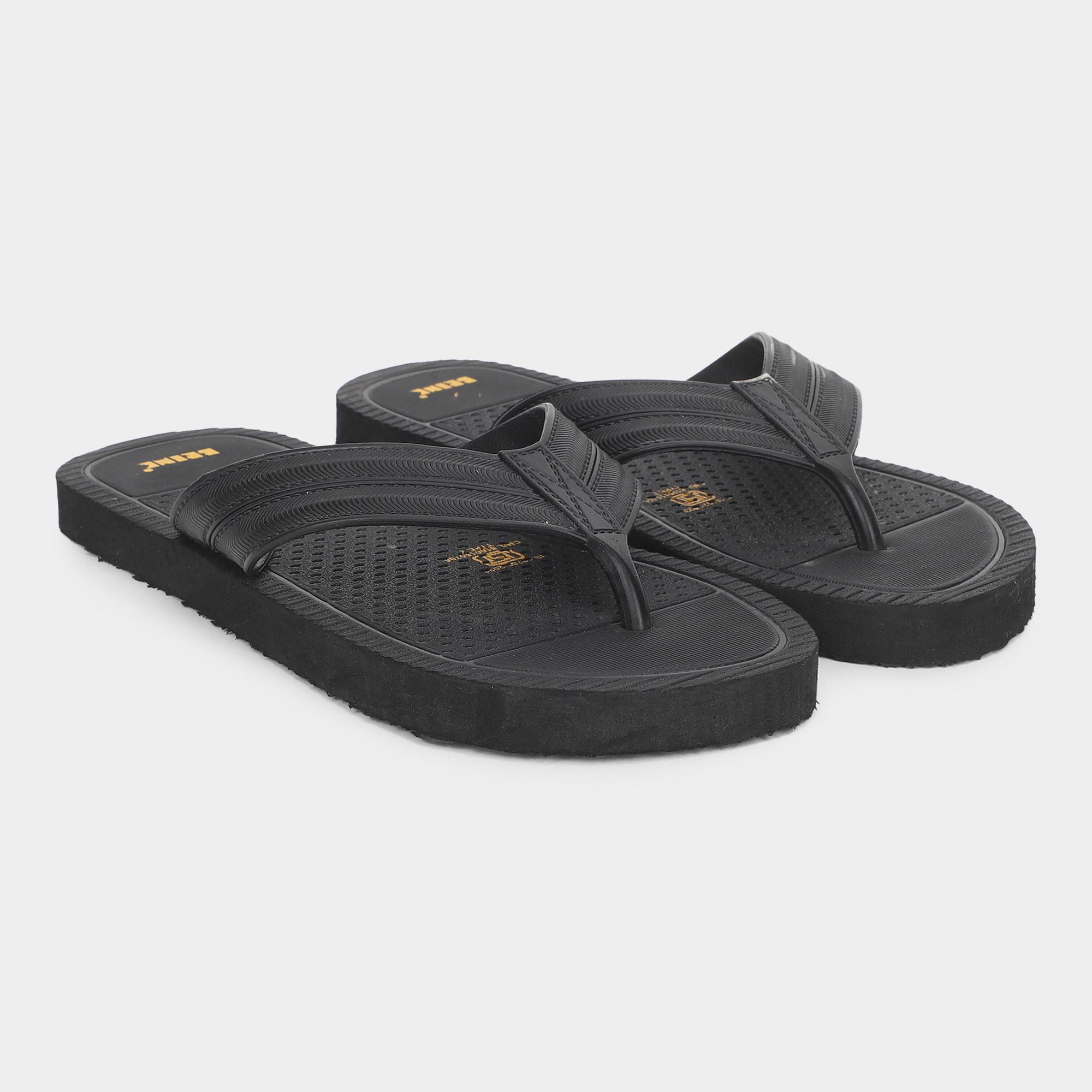 Brink Men's Jet Black Slip-On Casual Slippers | Vishal Mega Mart India