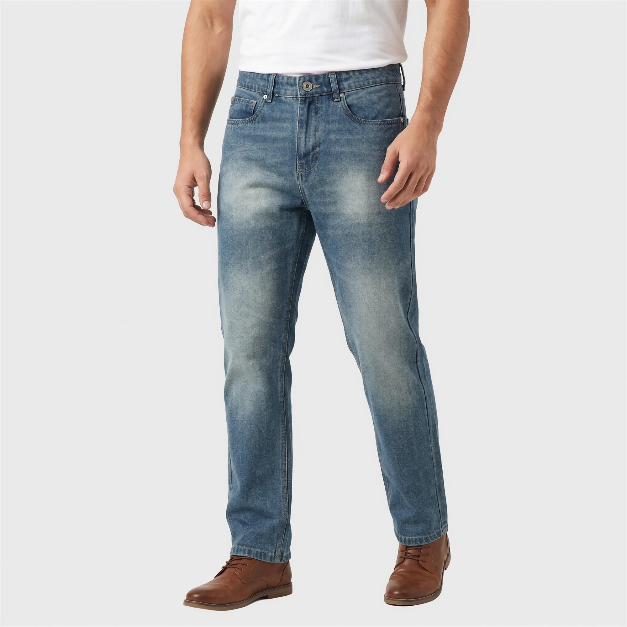 Wavelength Men's Blue Straight Fit Faded Jeans | Vishal Mega Mart