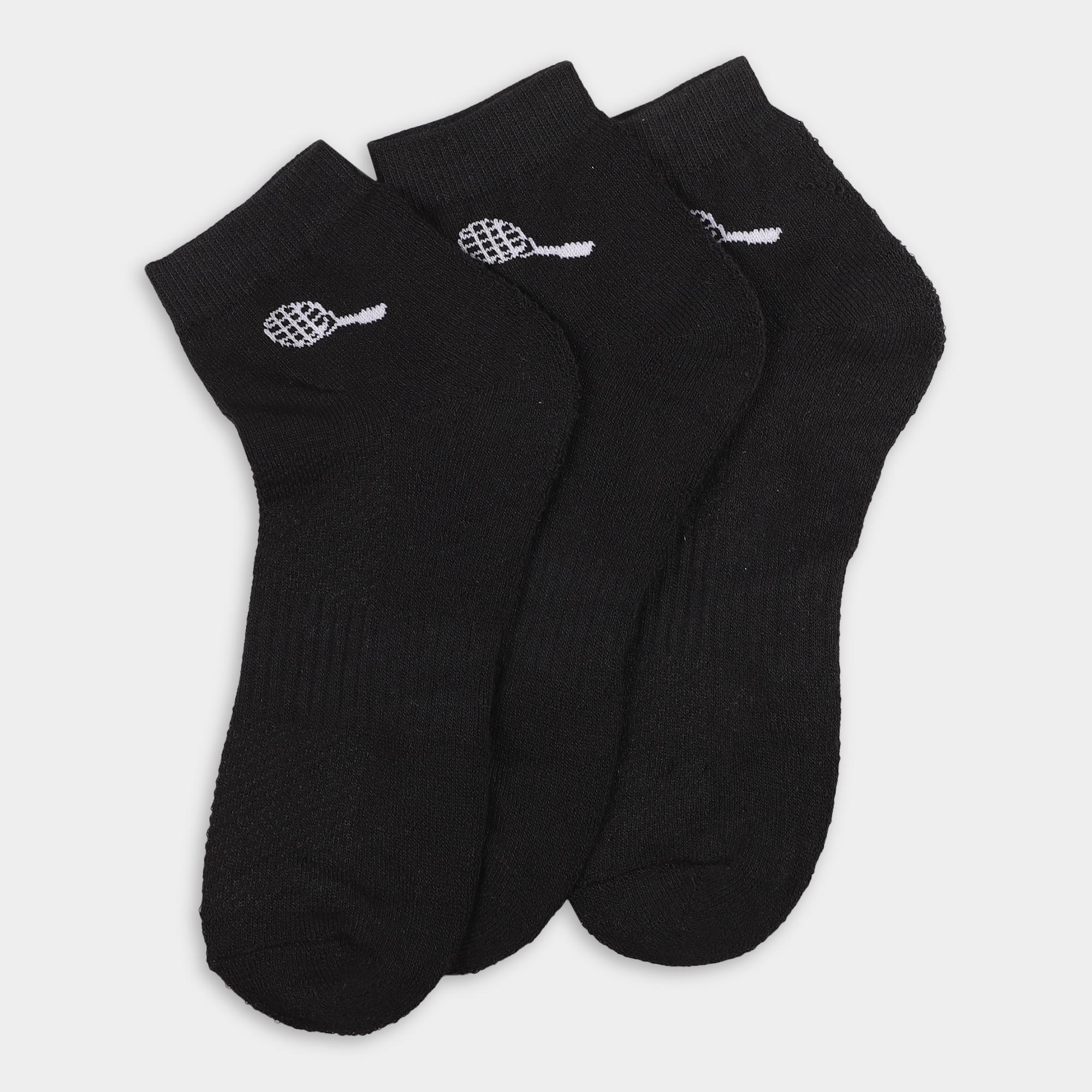 Brink Men's Jet Black Regular Fit Tennis Motif Ankle Socks Pack of 3 ...