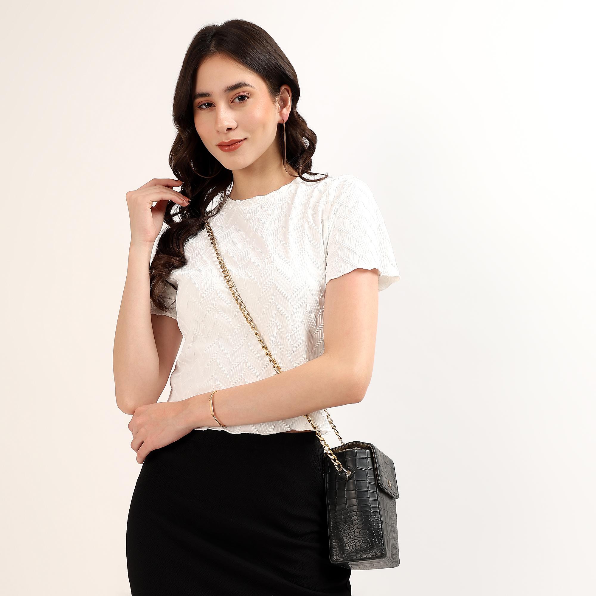 Lucky Charm Women's White Off-Shoulder Romantic Top | Vishal Mega