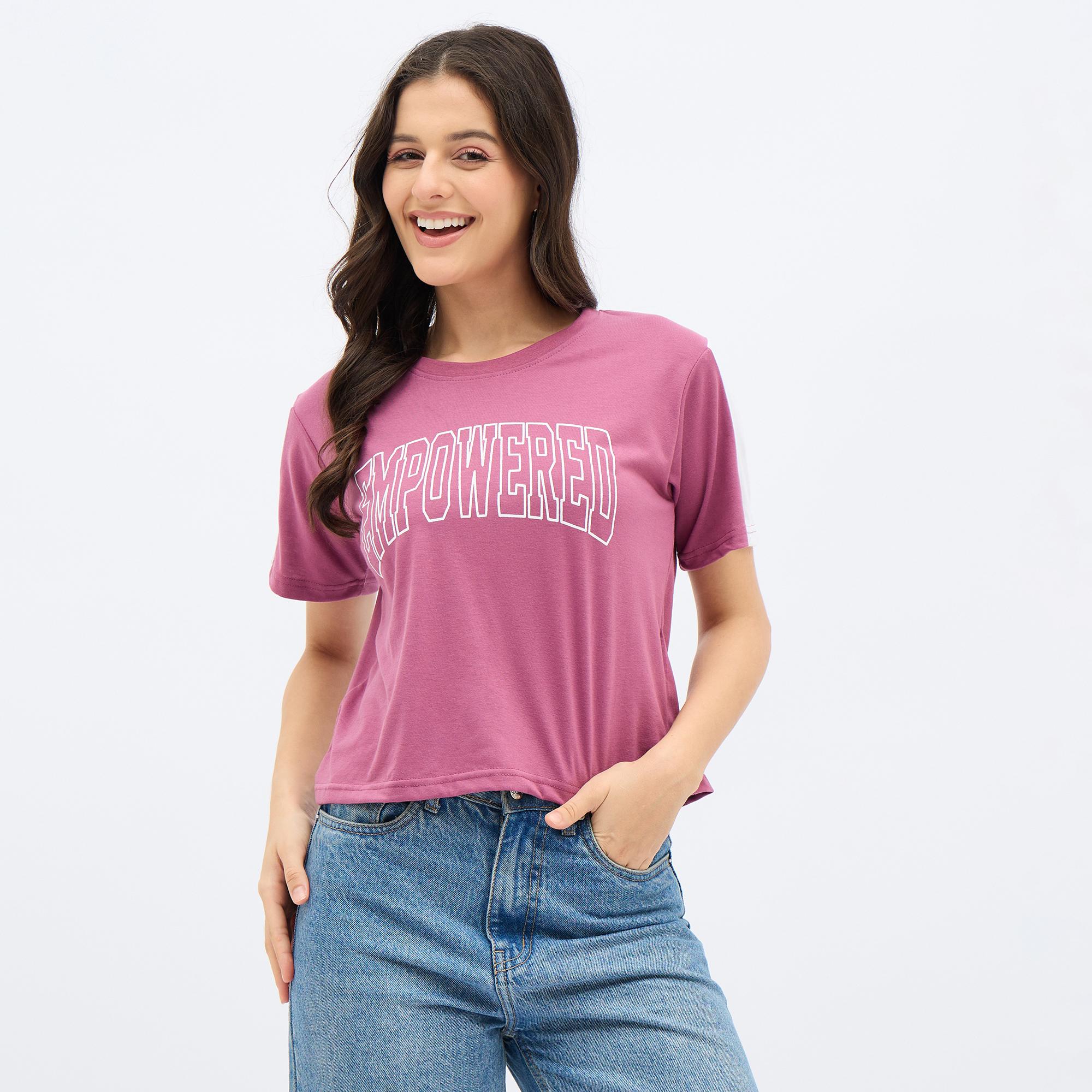 Brink Women's Off-White Round Neck Casual T-Shirt | Vishal