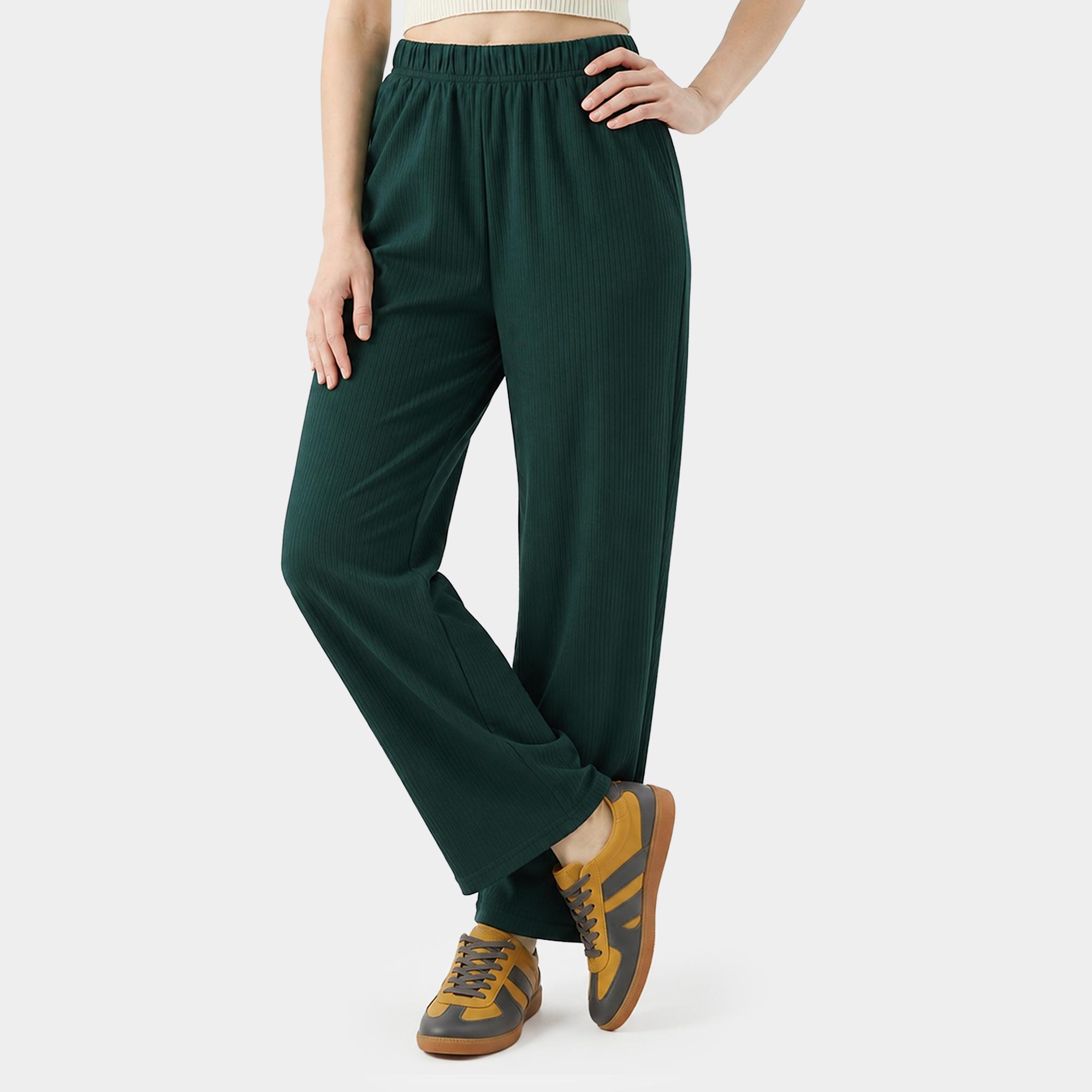 Brink Ladies' Green Relaxed Fit Elastic Waist Harem Pants | Vishal