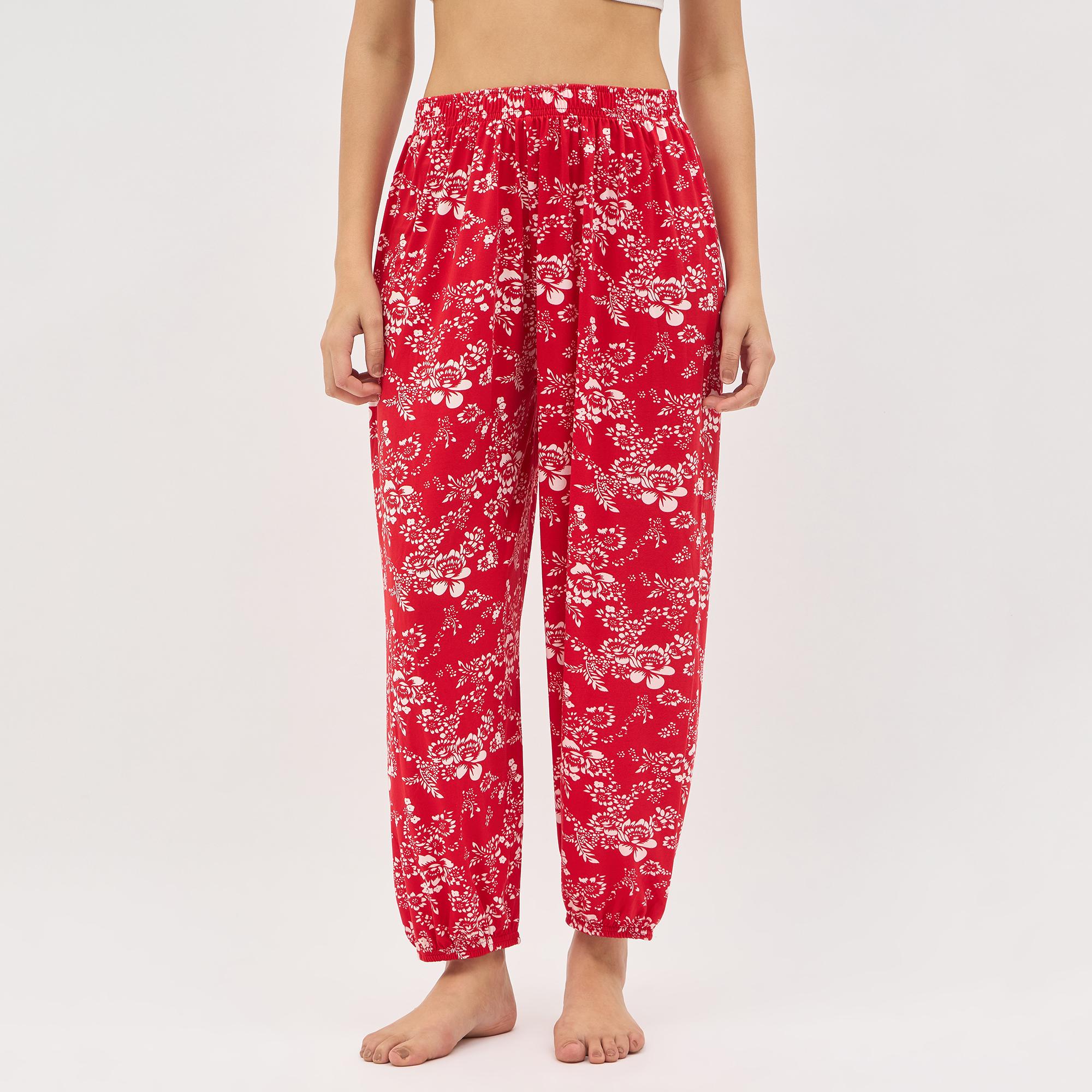 Brink Women's Red Balloon Fit Printed Jogger Harem Pants