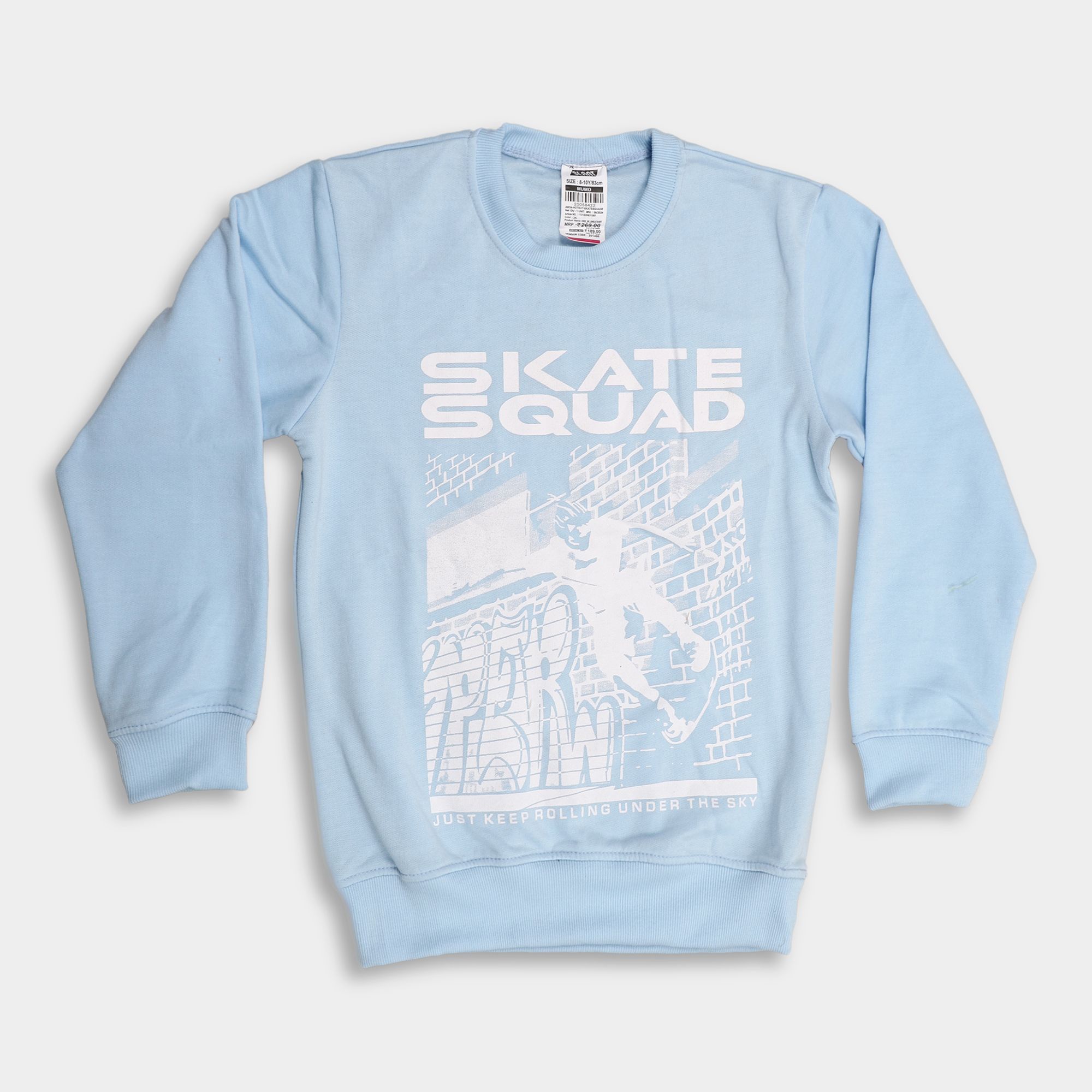 Wavelength Boy's Placement Printed Light Blue Sweatshirt Vishal Mega