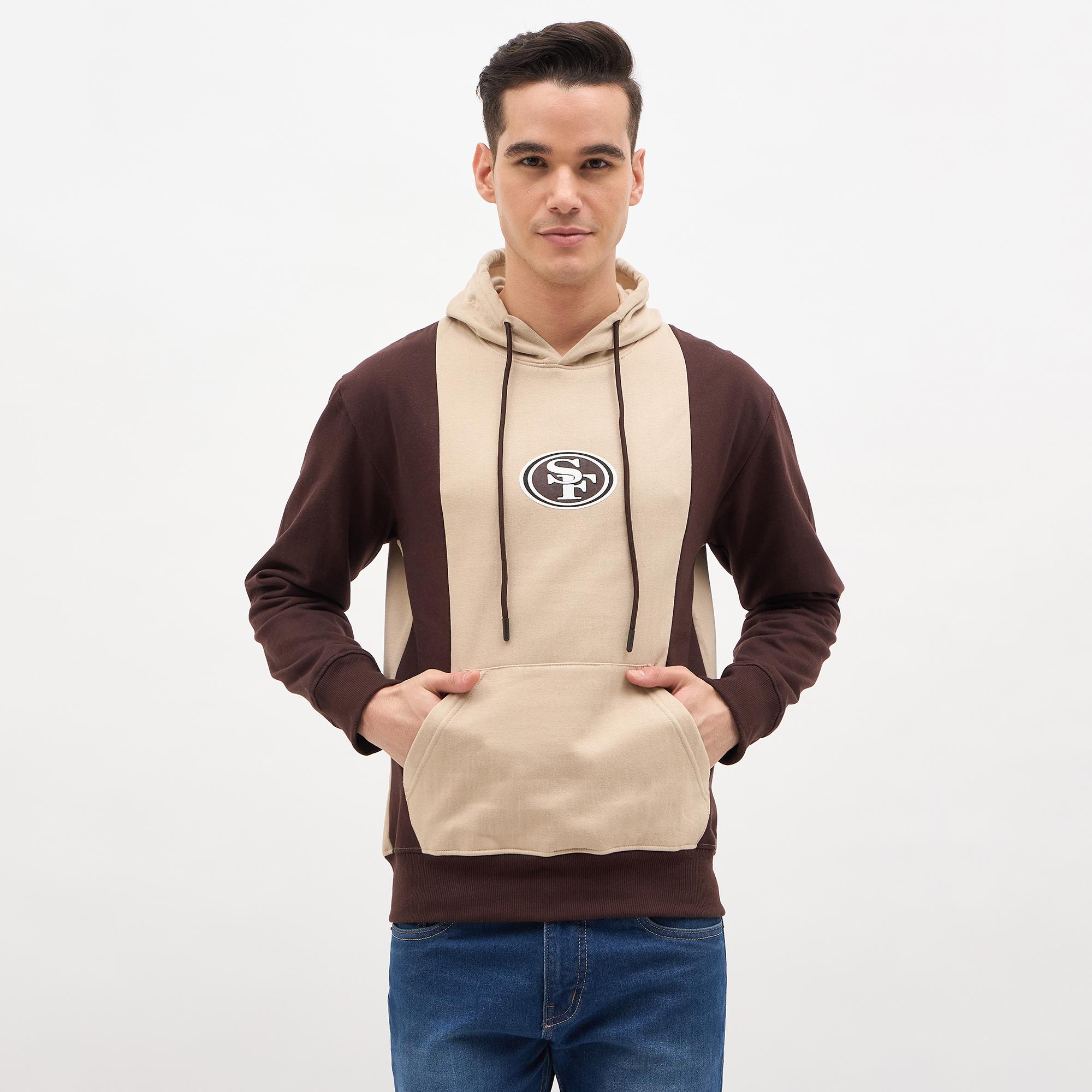 Viveza Men's Beige and Brown Hooded Casual Sweatshirt | Vishal