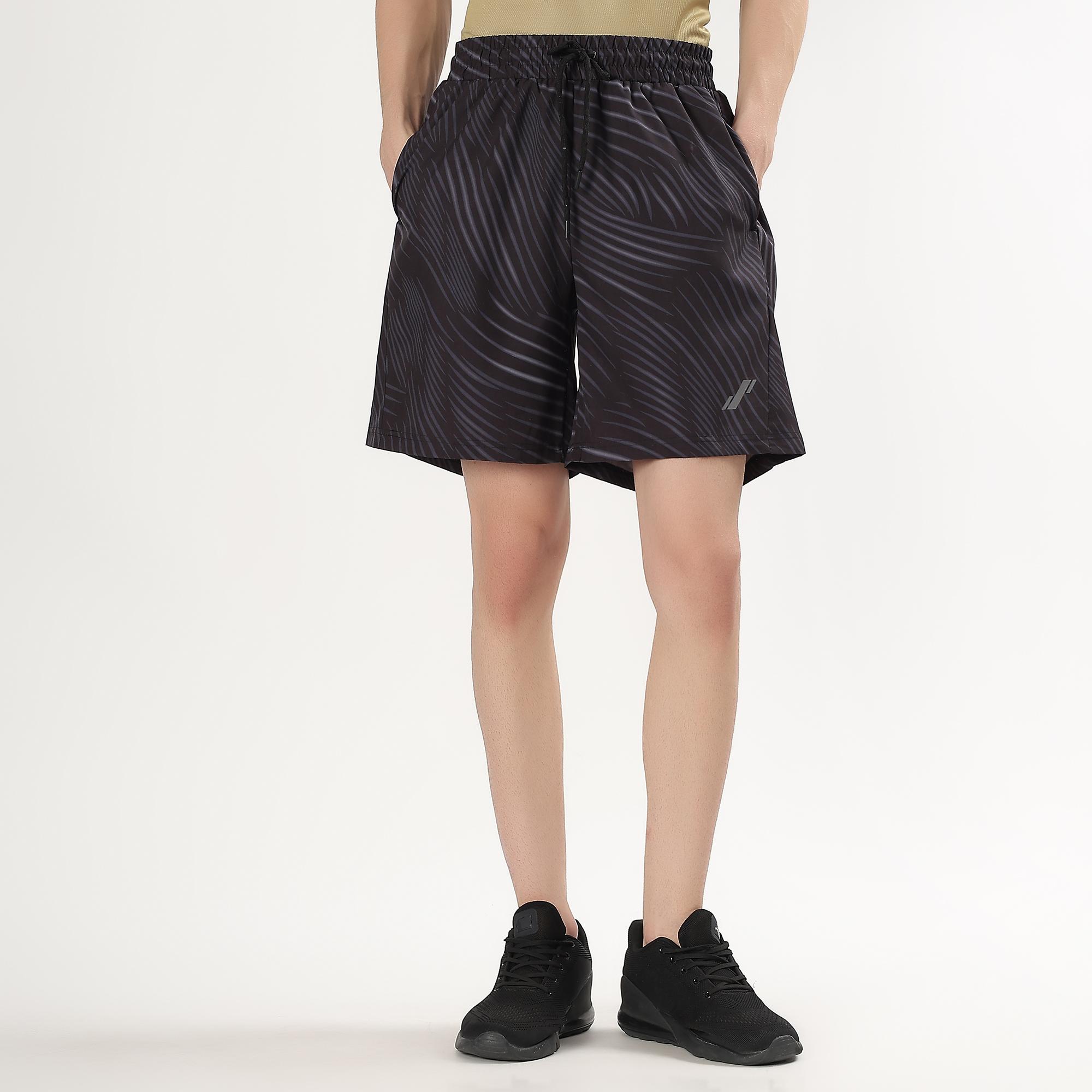 Brink Men's Dark Charcoal Black Regular Length Printed Bermuda