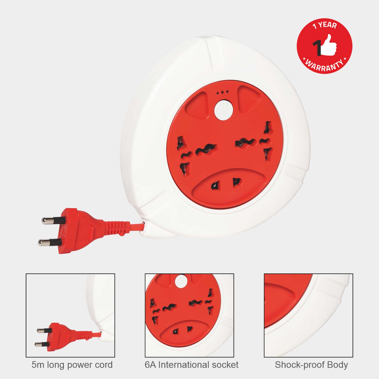 Tandem 3 Socket Extension Board, 5m Cord Vishal Mega Mart India