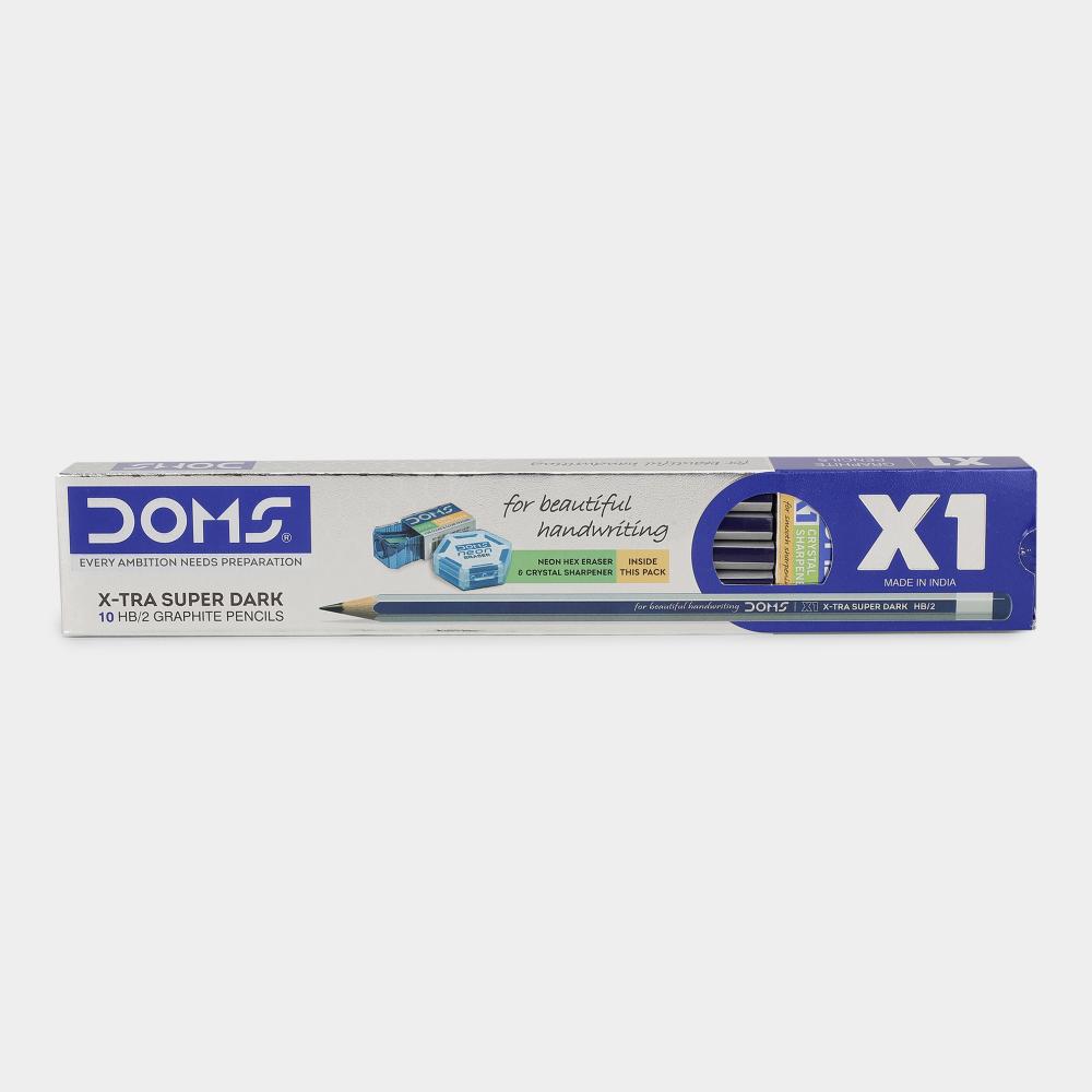 Doms X1 Xtra Super Dark Pencil (Pack of 10) | Vishal Mega Mart India