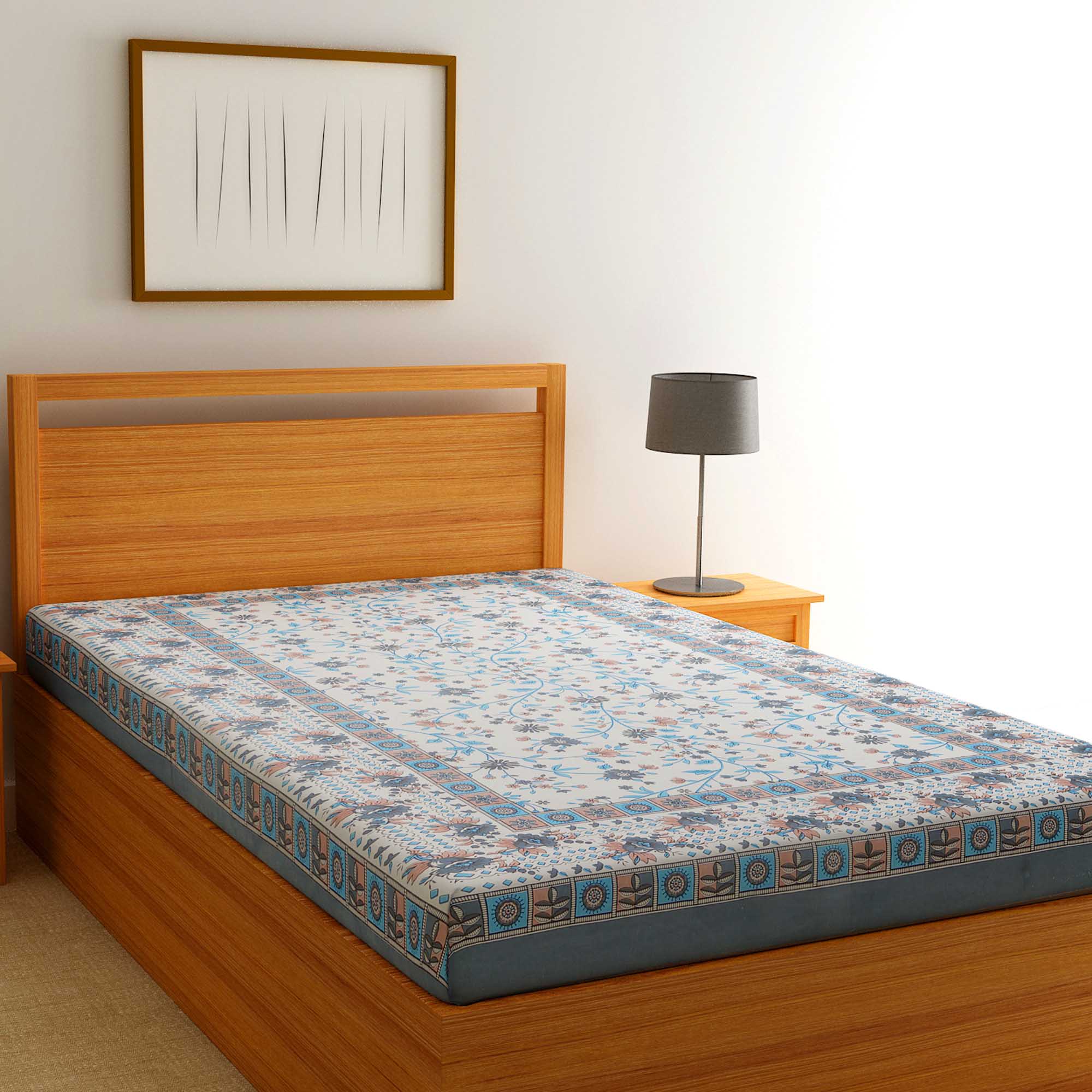 Home Beautiful 104 TC Cotton Blend Single Bedsheet Vishal Mega Mart India